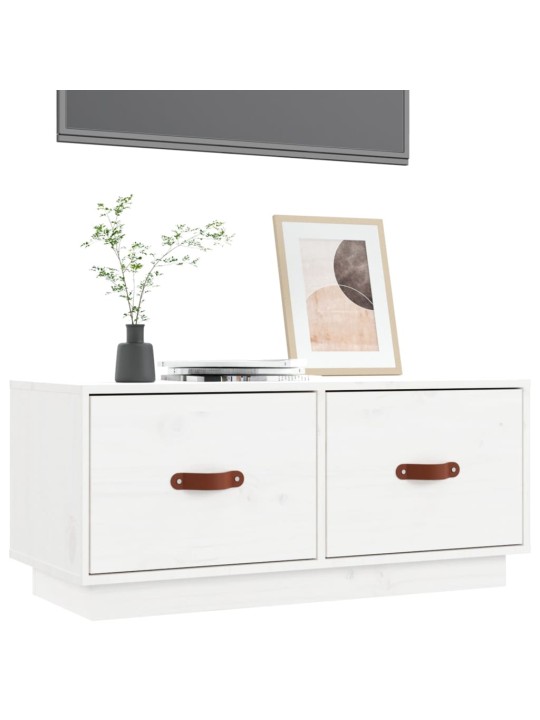TV skříňka bílá 80 x 34 x 35 cm masivní borové dřevo