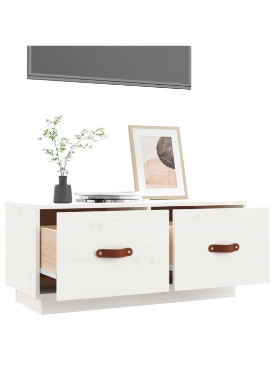 TV skříňka bílá 80 x 34 x 35 cm masivní borové dřevo