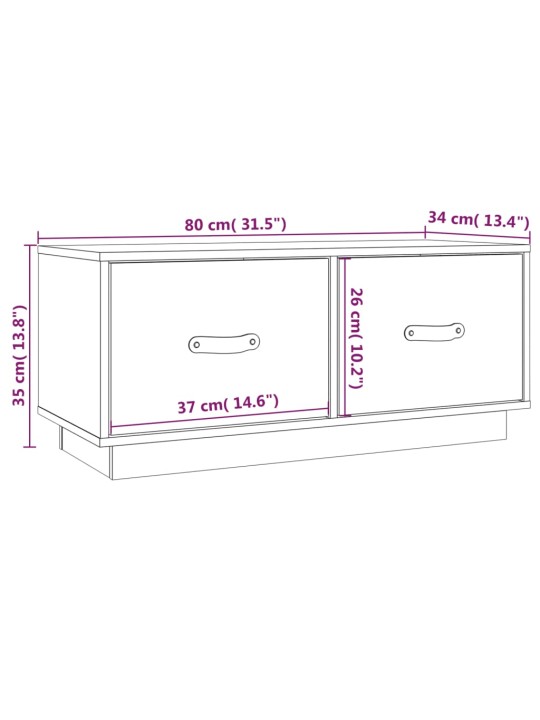 TV skříňka bílá 80 x 34 x 35 cm masivní borové dřevo