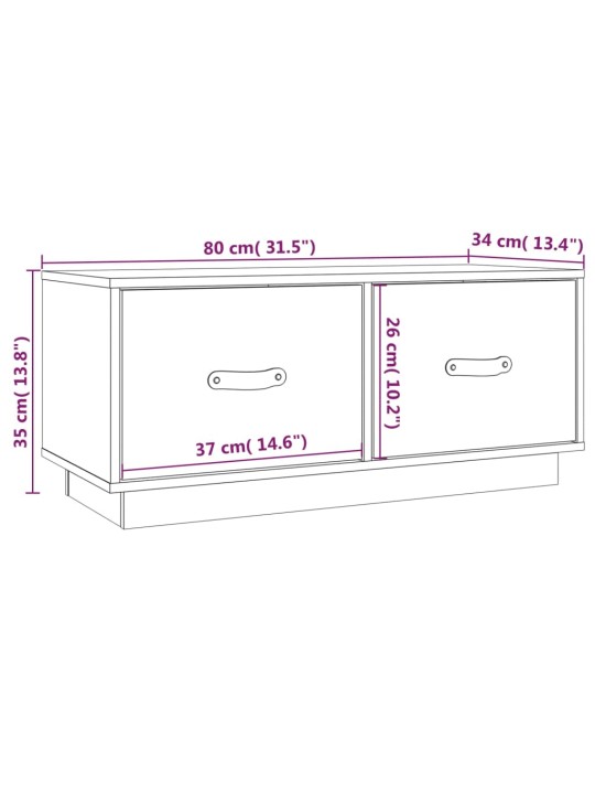 TV skříňka šedá 80 x 34 x 35 cm masivní borové dřevo