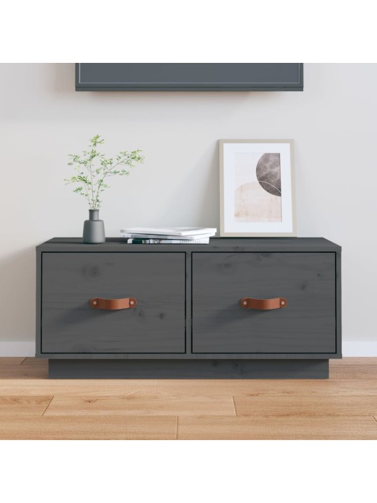 TV skříňka šedá 80 x 34 x 35 cm masivní borové dřevo