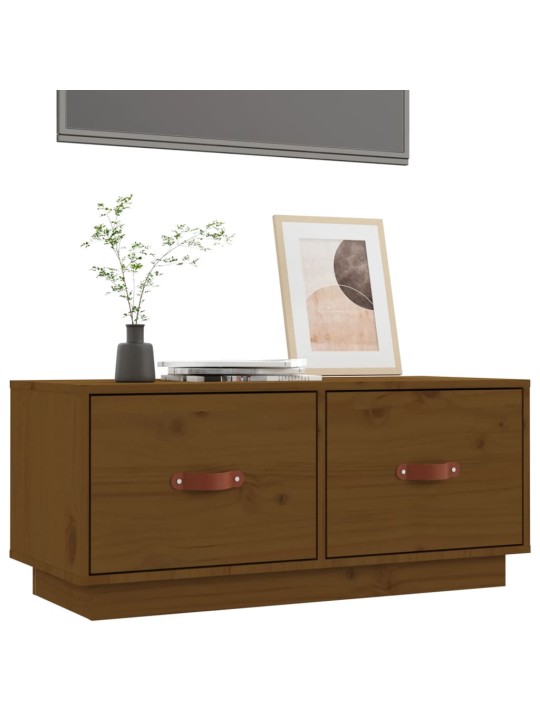 TV skříňka medově hnědá 80 x 34 x 35 cm masivní borové dřevo