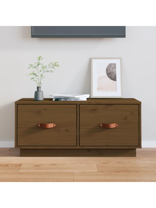 TV skříňka medově hnědá 80 x 34 x 35 cm masivní borové dřevo