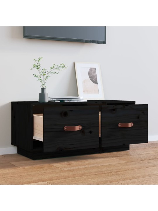 TV skříňka černá 80 x 34 x 35 cm masivní borové dřevo