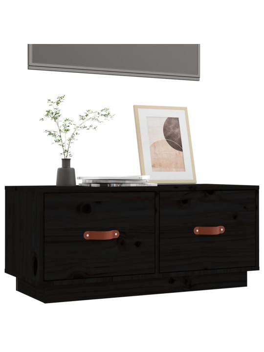 TV skříňka černá 80 x 34 x 35 cm masivní borové dřevo