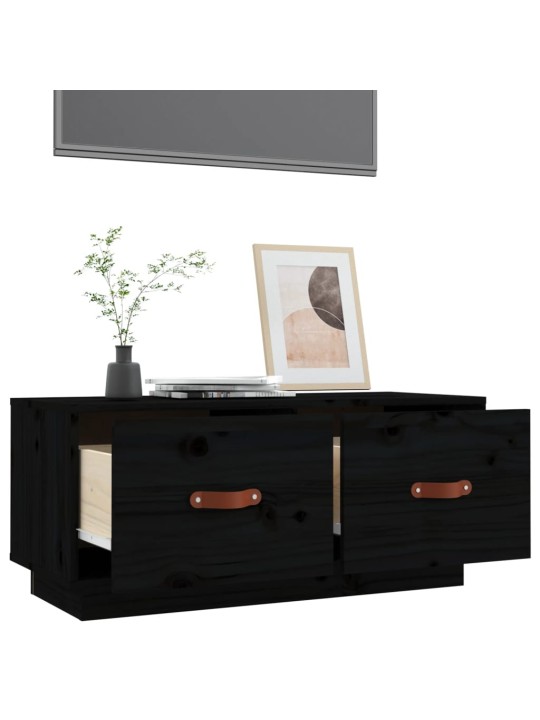 TV skříňka černá 80 x 34 x 35 cm masivní borové dřevo