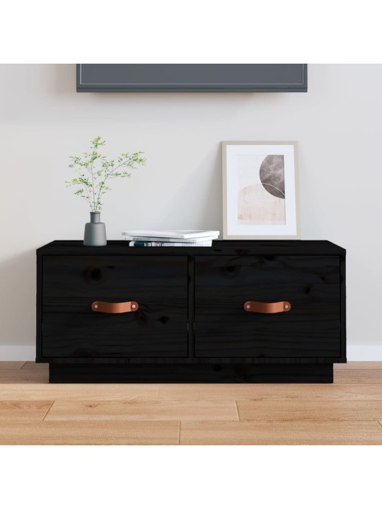TV skříňka černá 80 x 34 x 35 cm masivní borové dřevo