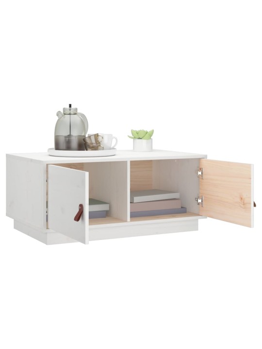 Konferenční stolek bílý 80 x 50 x 35 cm masivní borové dřevo
