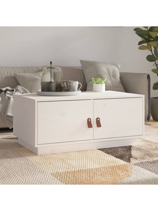 Konferenční stolek bílý 80 x 50 x 35 cm masivní borové dřevo