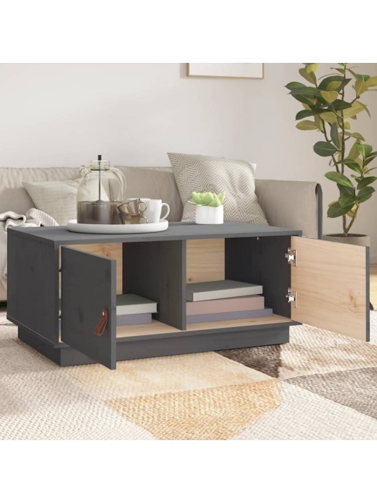 Konferenční stolek šedý 80 x 50 x 35 cm masivní borové dřevo