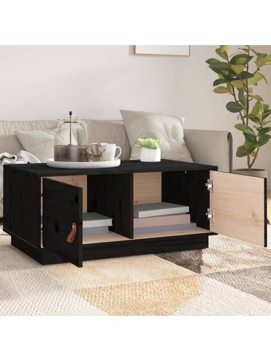 Konferenční stolek černý 80 x 50 x 35 cm masivní borové dřevo
