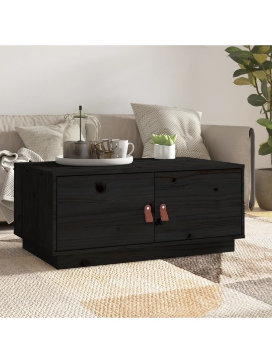 Konferenční stolek černý 80 x 50 x 35 cm masivní borové dřevo