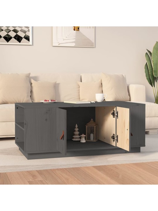 Konferenční stolek šedý 100 x 50 x 41 cm masivní borové dřevo