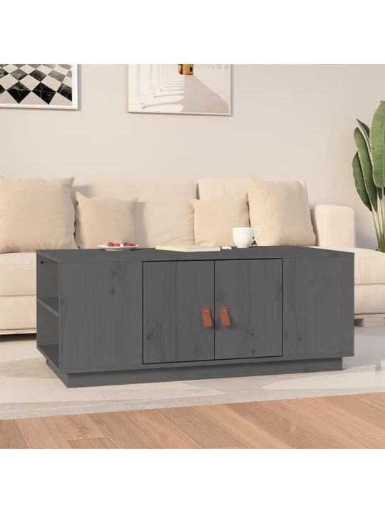 Konferenční stolek šedý 100 x 50 x 41 cm masivní borové dřevo