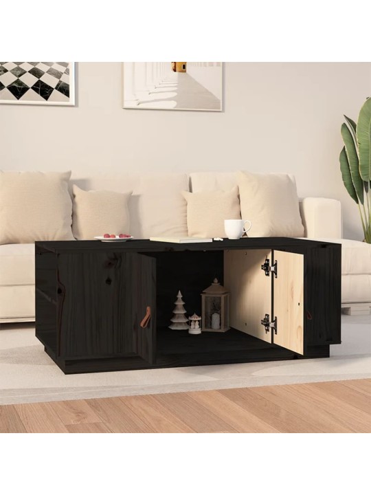 Konferenční stolek černý 100 x 50 x 41 cm masivní borové dřevo
