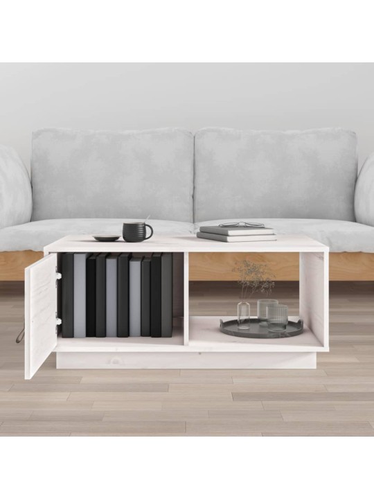 Konferenční stolek bílý 80x50x35,5 cm masivní borové dřevo