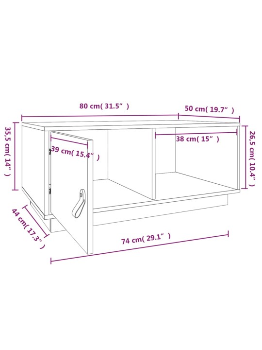 Konferenční stolek bílý 80x50x35,5 cm masivní borové dřevo