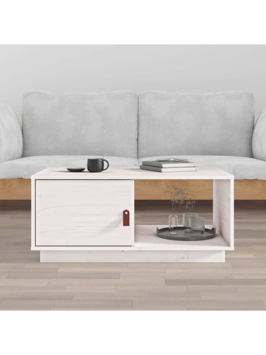 Konferenční stolek bílý 80x50x35,5 cm masivní borové dřevo