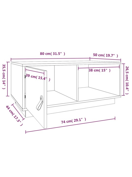 Konferenční stolek černý 80x50x35,5 cm masivní borové dřevo