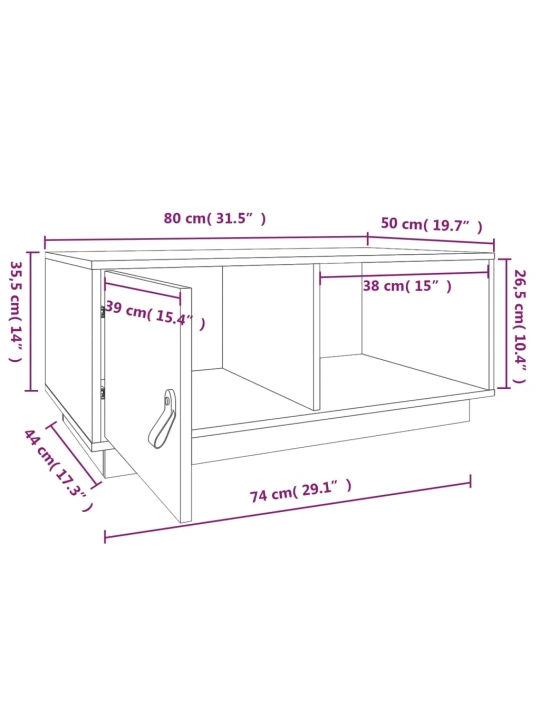 Konferenční stolek černý 80x50x35,5 cm masivní borové dřevo