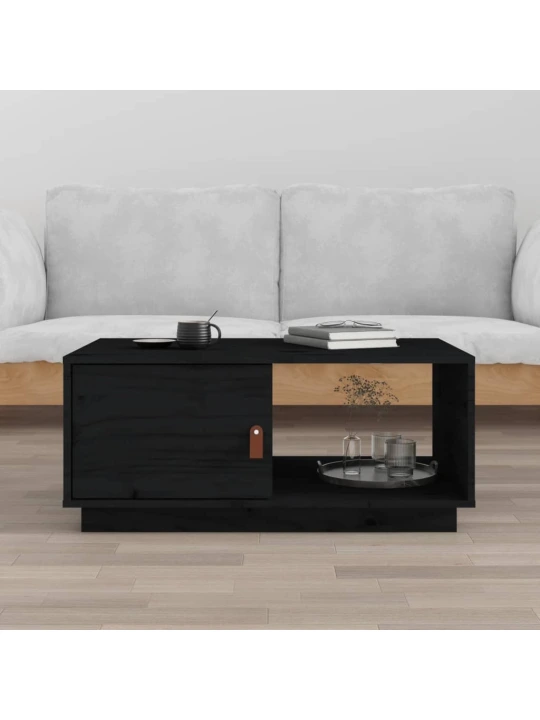 Konferenční stolek černý 80x50x35,5 cm masivní borové dřevo