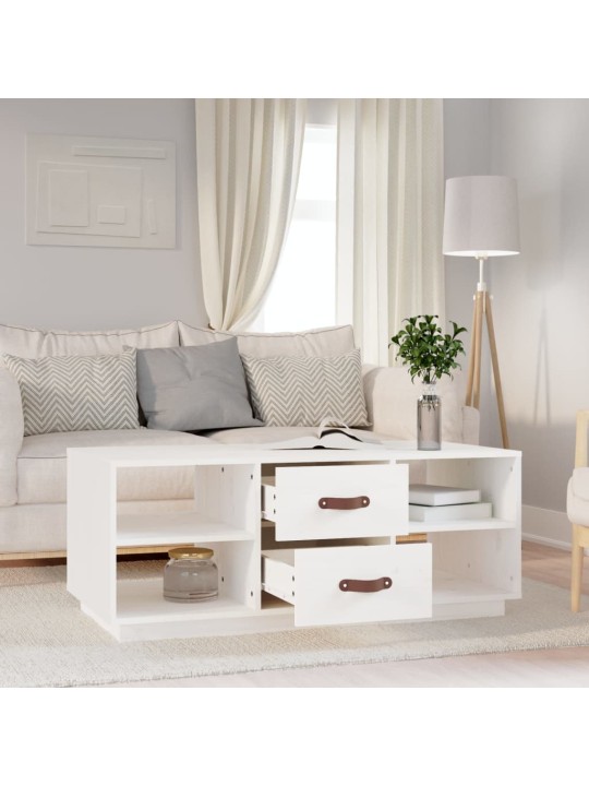 Konferenční stolek bílý 100 x 50 x 41 cm masivní borové dřevo