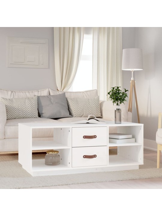 Konferenční stolek bílý 100 x 50 x 41 cm masivní borové dřevo