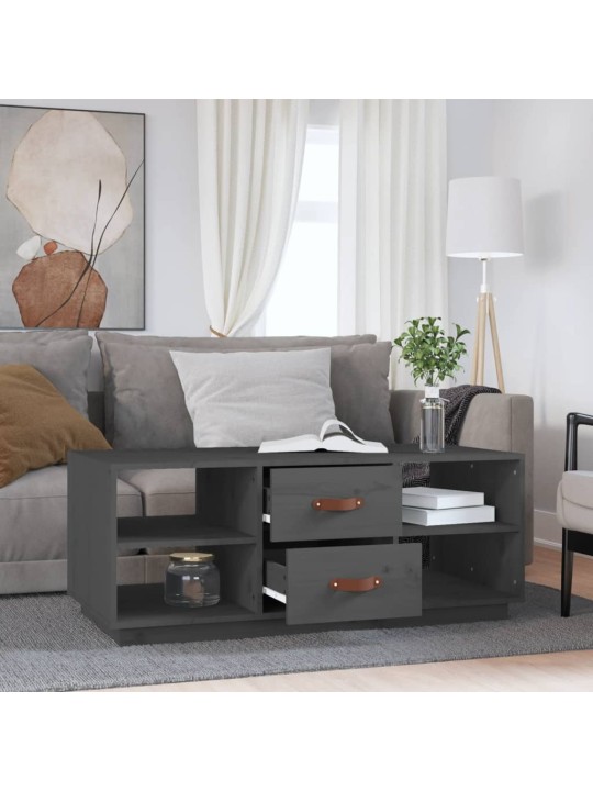 Konferenční stolek šedý 100 x 50 x 41 cm masivní borové dřevo