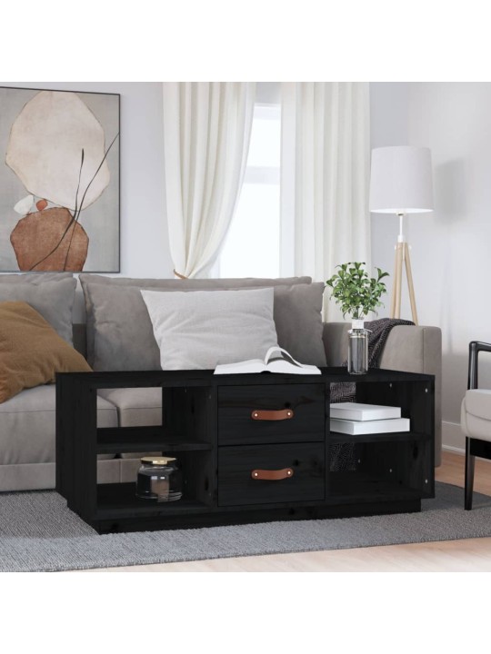 Konferenční stolek černý 100 x 50 x 41 cm masivní borové dřevo
