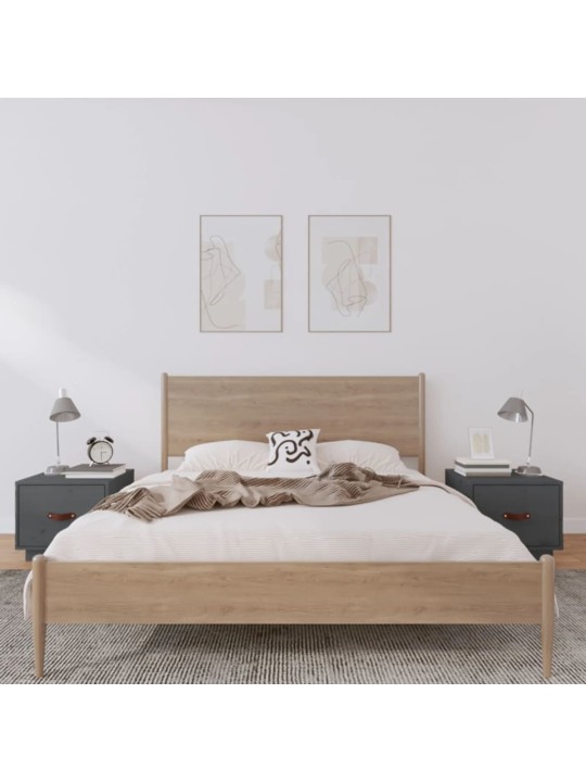 Noční stolky 2 ks šedé 40 x 34 x 35 cm masivní borové dřevo