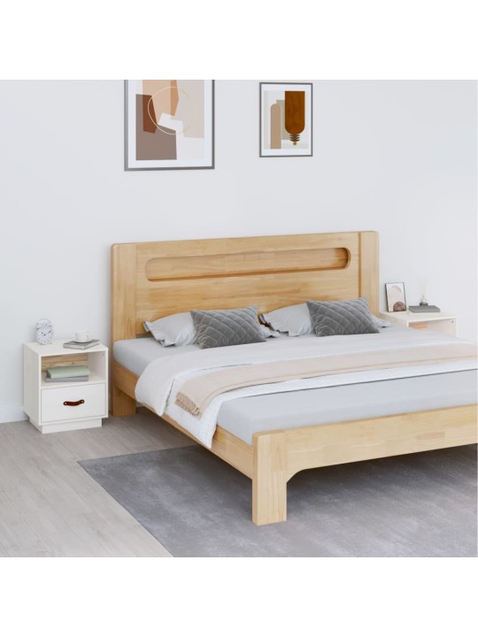 Noční stolky 2 ks bílé 40 x 34 x 45 cm masivní borové dřevo