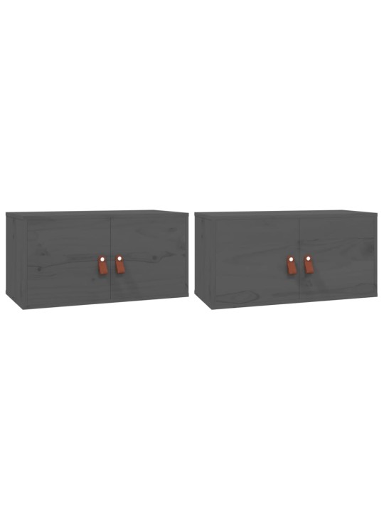 Nástěnné skříňky 2 ks šedé 60 x 30 x 30 cm masivní borové dřevo