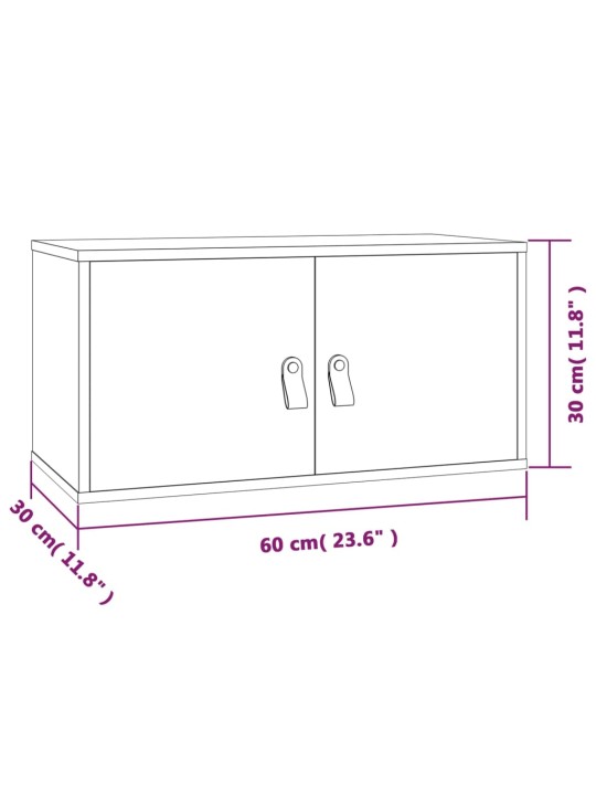 Nástěnné skříňky 2 ks šedé 60 x 30 x 30 cm masivní borové dřevo