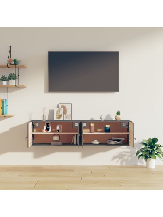 Nástěnné skříňky 2 ks šedé 60 x 30 x 30 cm masivní borové dřevo