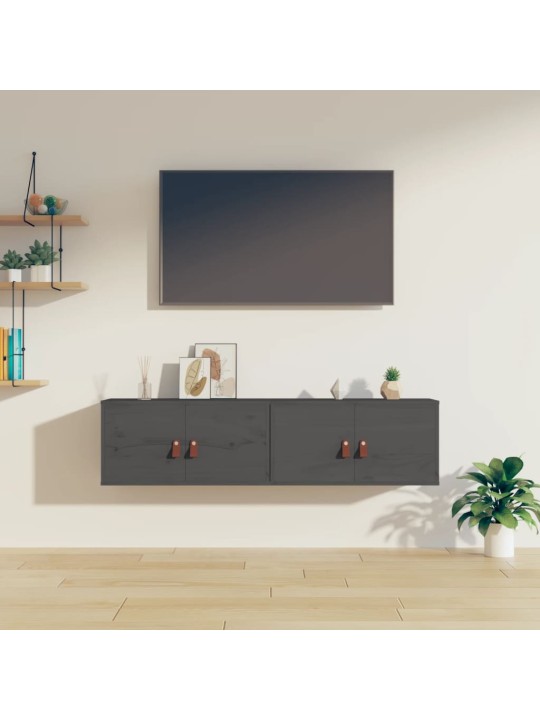 Nástěnné skříňky 2 ks šedé 60 x 30 x 30 cm masivní borové dřevo