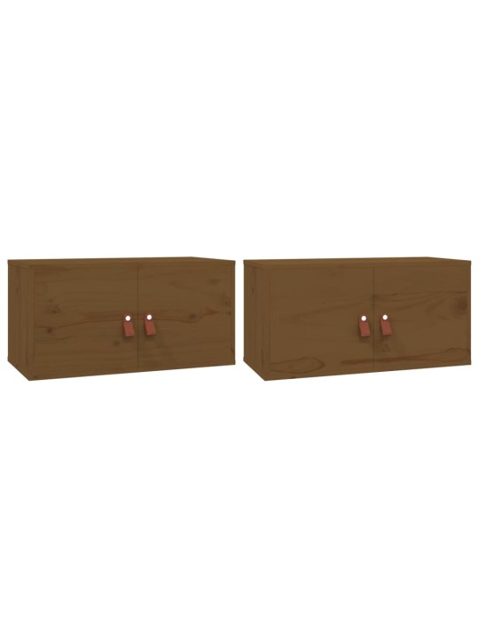 Nástěnné skříňky 2 ks medově hnědé 60x30x30 cm masivní borovice