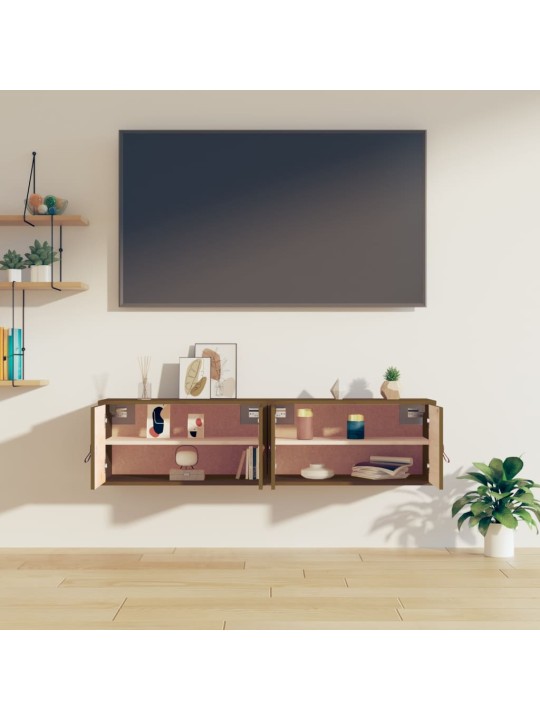 Nástěnné skříňky 2 ks medově hnědé 60x30x30 cm masivní borovice