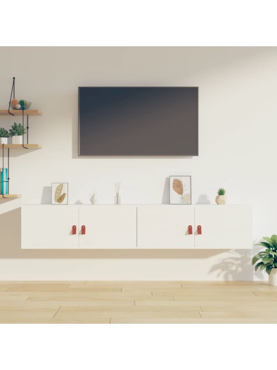 Nástěnné skříňky 2 ks bílé 80 x 30 x 30 cm masivní borové dřevo