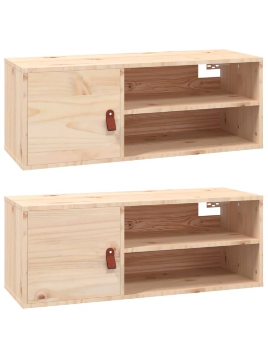Nástěnné skříňky 2 ks 80 x 30 x 30 cm masivní borové dřevo