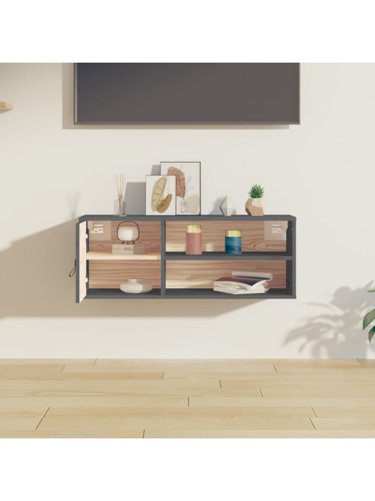 Nástěnná skříňka šedá 80 x 30 x 30 cm masivní borové dřevo