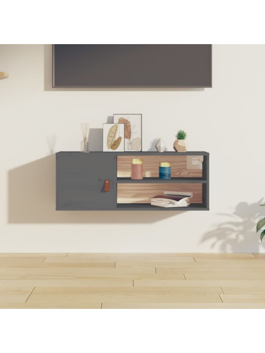 Nástěnná skříňka šedá 80 x 30 x 30 cm masivní borové dřevo