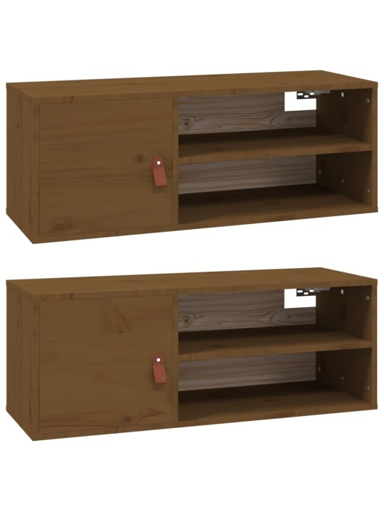 Nástěnné skříňky 2 ks medově hnědé 80x30x30 cm masivní borovice