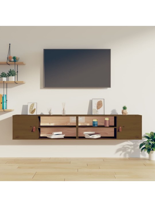 Nástěnné skříňky 2 ks medově hnědé 80x30x30 cm masivní borovice