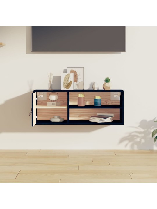 Nástěnná skříňka černá 80x30x30 cm masivní borové dřevo
