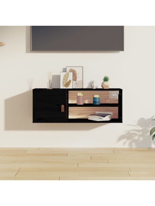 Nástěnná skříňka černá 80x30x30 cm masivní borové dřevo