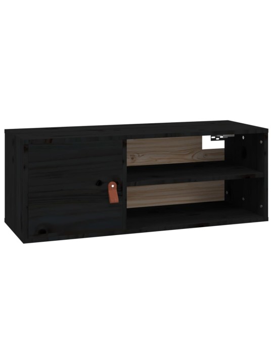 Nástěnné skříňky 2 ks černé 80x30x30 cm masivní borové dřevo