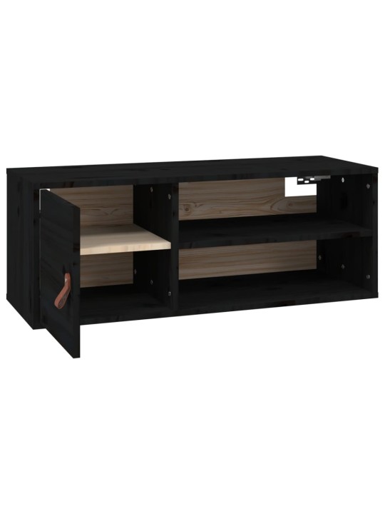 Nástěnné skříňky 2 ks černé 80x30x30 cm masivní borové dřevo