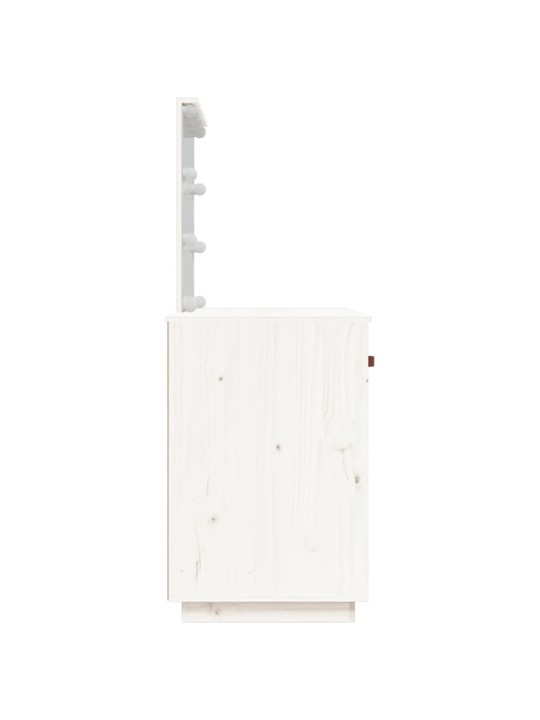Toaletní stolek s LED bílý 95 x 50 x 133,5 cm masivní borovice