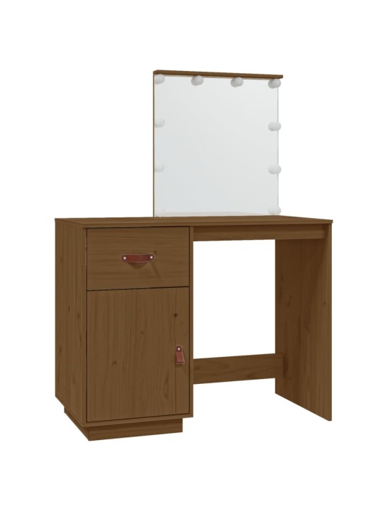 Toaletní stolek s LED medově hnědý 95x50x133,5 cm borovice