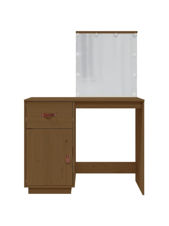 Toaletní stolek s LED medově hnědý 95x50x133,5 cm borovice